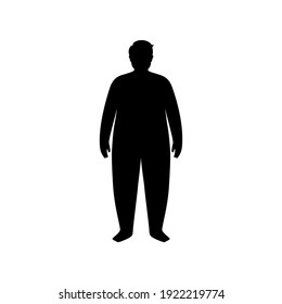 Man or kid silhouette with obese figure. Male persons with overweight. High BMI range. Adult or child character with big fat level. Result of absence diet and healthy lifestyle vector illustration.