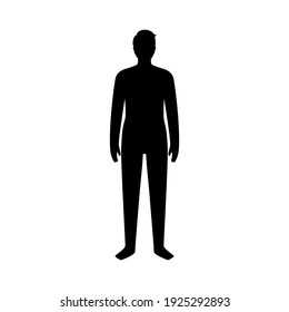 Man or kid silhouette with slim figure. Male persons with normal weight. Normal BMI range. Adult or child character with moderate fat level. Result of diet and healthy lifestyle vector ilalustration.