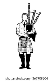 Man in kilt playing a bagpipe