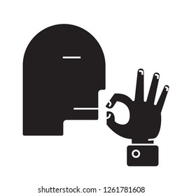 Man kissing fingers  black vector concept icon. Man kissing fingers  flat illustration, sign