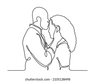 Man Kissing Woman On Forehead One Stock Vector (Royalty Free) 2105138498