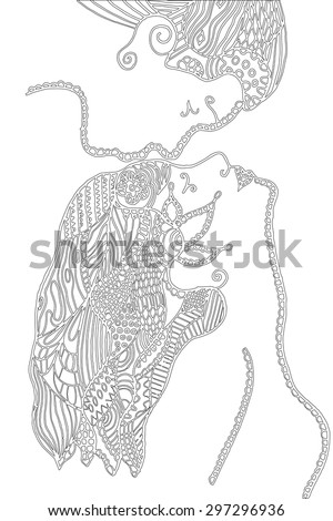 Man Kissing Womans Forehead Zentangle Style Stock Vector Royalty