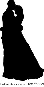 Man kissing woman's head silhouette - vector illustration
