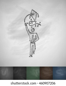 man and kite icon. Hand drawn vector illustration