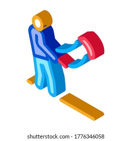 hombre con vector de icono de cometa. hombre isométrico con signo de cometa. ilustración de símbolo aislado de color