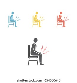 Man with knee pain icon. Vector web sign