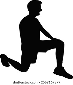 a man kneeling down, body silhouette vector