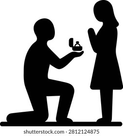 Man kneeling down to propose marriage to his lovely partner