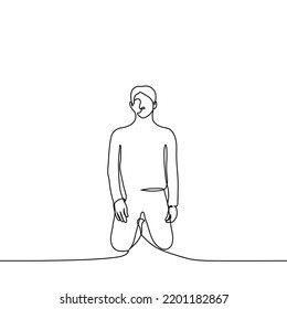 Man Kneeling - One Line Drawing Vector. Concept Kneel, Beg, Humiliate, Submissive