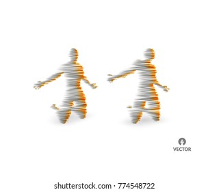 Man Kneeling And Praying To God. 3D Human Body Model. Design Element. Vector Illustration.