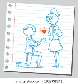 Man kneeling and proposing his girlfriend ( marriage concept )