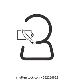 Man with knife and chopping block