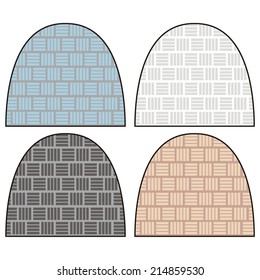 Man knitted cap. Set of knit winter caps, tartan, stock vector.
