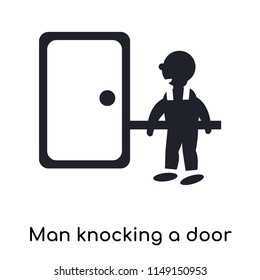 Man knocking a door icon vector isolated on white background for your web and mobile app design, Man knocking a door logo concept