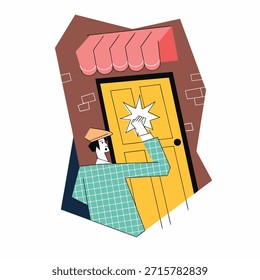 Un hombre llama a la puerta de una casa