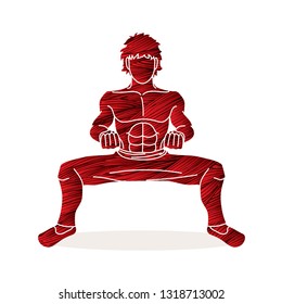 Man Kung Fu action ready to fight graphic vector