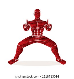 Man Kung Fu action ready to fight graphic vector