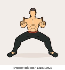 Man Kung Fu action ready to fight graphic vector