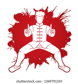 Man Kung Fu action ready to fight graphic vector