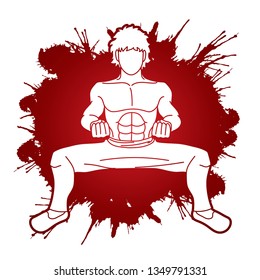 Man Kung Fu action ready to fight graphic vector