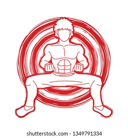 Man Kung Fu action ready to fight graphic vector