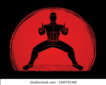 Man Kung Fu action ready to fight graphic vector