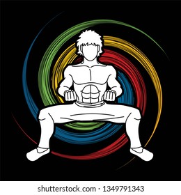 Man Kung Fu action ready to fight graphic vector