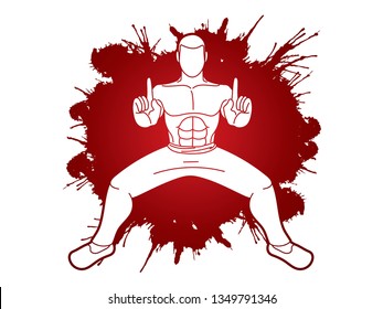Man Kung Fu action ready to fight graphic vector
