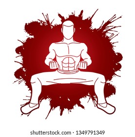 Man Kung Fu action ready to fight graphic vector