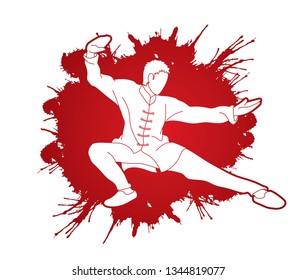 Man Kung Fu pose ready to fight graphic vector