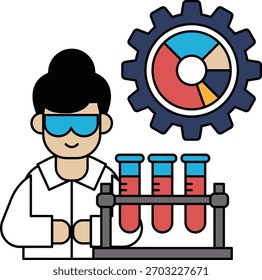 Un hombre con bata de laboratorio sostiene un vaso de precipitados y sonríe. La Imagen es sobre ciencia y experimentación