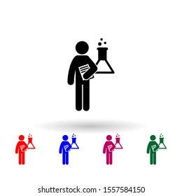 hombre con icono multicolor de grado de laboratorio. Glifo simple, vector plano de iconos de título estudiantil para ui y ux, sitio web o aplicación móvil