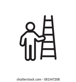 Person Ladder Blue Flat Vector Illustration Stock Vector (royalty Free 