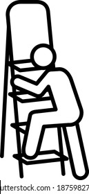 hombre con icono de escalera , ilustración vectorial