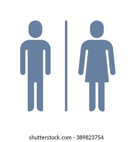 Man and lady toilet sign. Wc or toilet vector icon. Style is bicolor flat symbol, cyan and blue colors, rounded angles, white background.