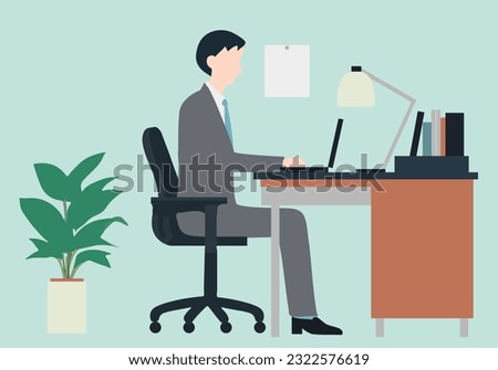 a man laeyer working in the office flat illustration, vector