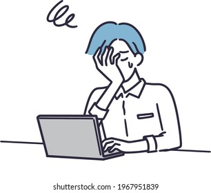Hombre lamentando ilustración simple vectorial