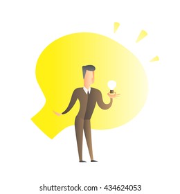 Man with lamp symbol idea abstract. lamp symbol of the idea of the abstract color web illustration