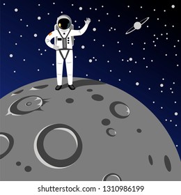 the man landed on the moon. astronaut on the surface of the moon. reverse side of the moon