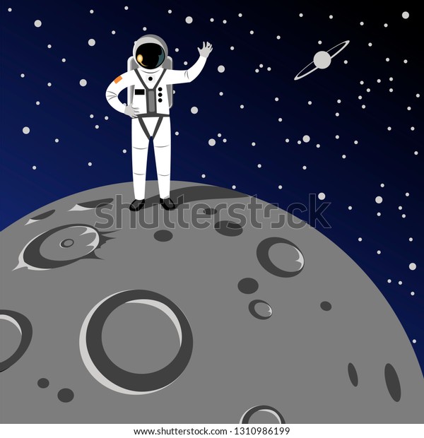 the man landed on the moon.\
astronaut on the surface of the moon. reverse side of the\
moon