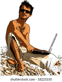 man with laptop