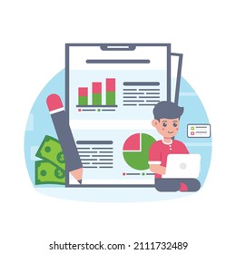 Man with laptop analyzing financial data