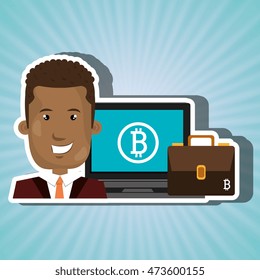 man laptop bitcoin online vector illustration eps 10
