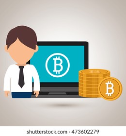 man laptop bitcoin online vector illustration eps 10