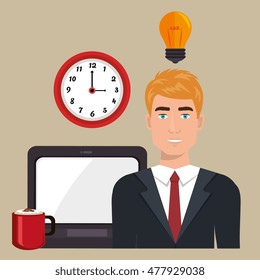 man laptop clock idea