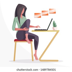 Man with a laptop. Concept: work at home, making money on the Internet, distance learning, online courses, preparing a project, preparing for exams, searching for information, ordering goods online.