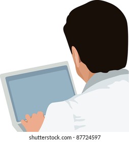 man and laptop, doctor with laptop