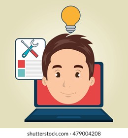 man laptop document idea