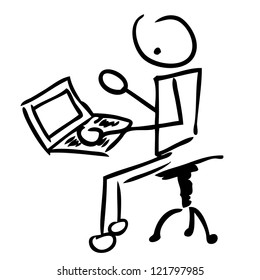 Man and laptop doodle