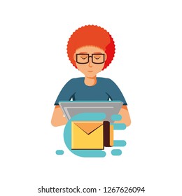 man with laptop and envelope mail